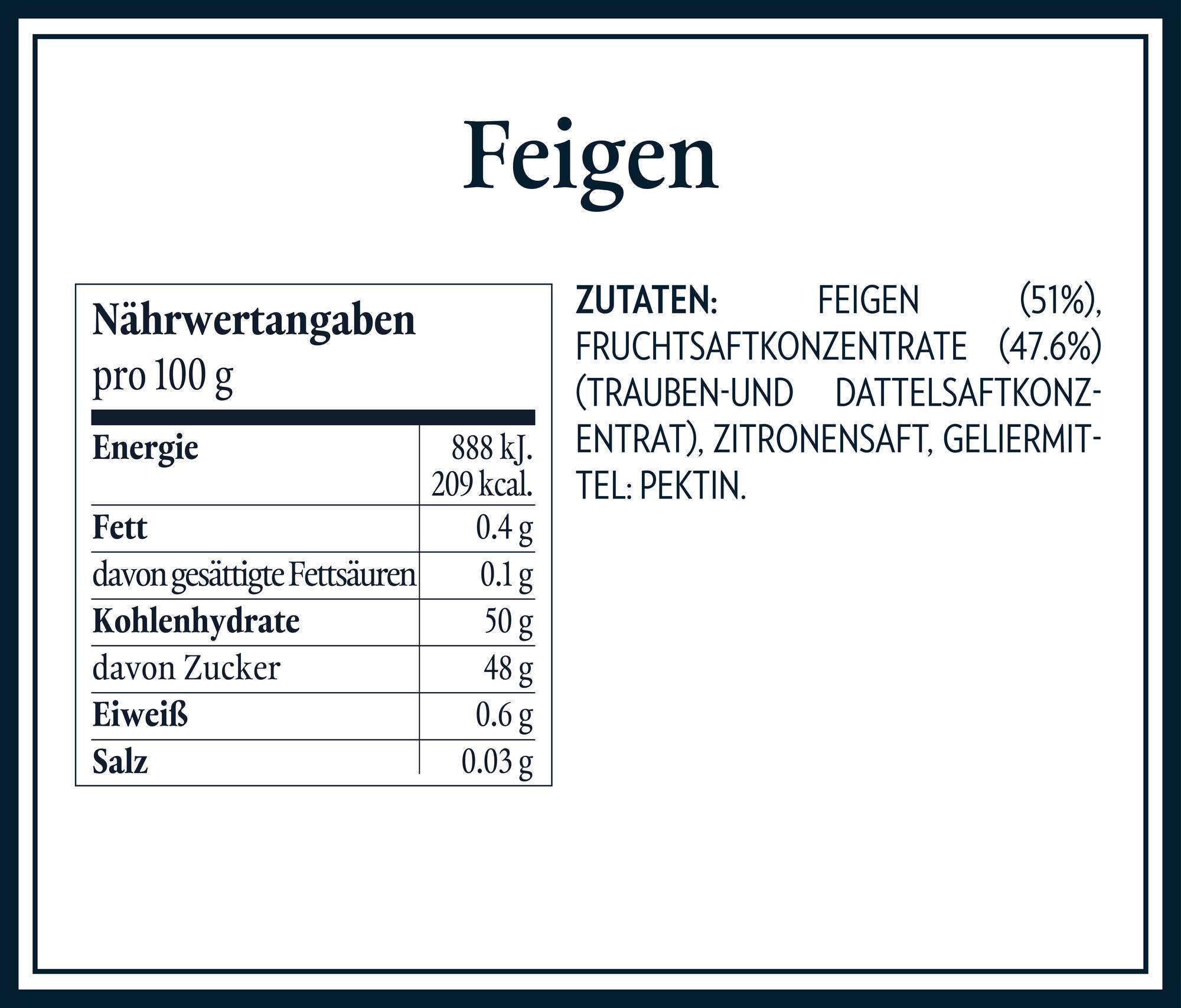 Nährwerttabellen Zutaten - Feigen