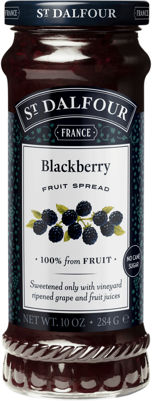 A bottle of St. Dalfour's Black Raspberry fruit spread